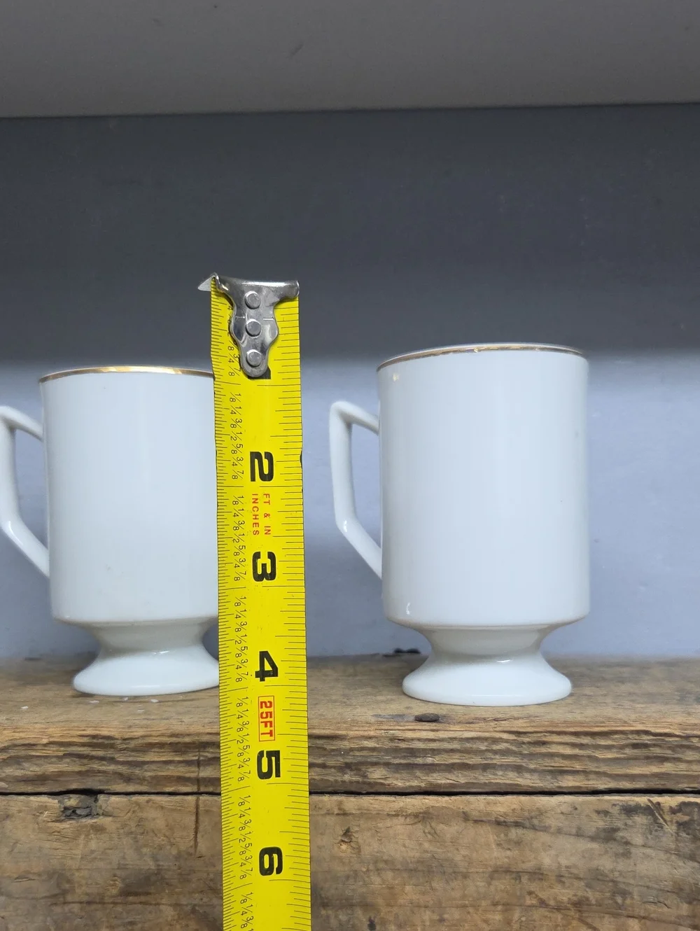 Vintage 1980's Porcelain Pedestal Mug Set Of 2
